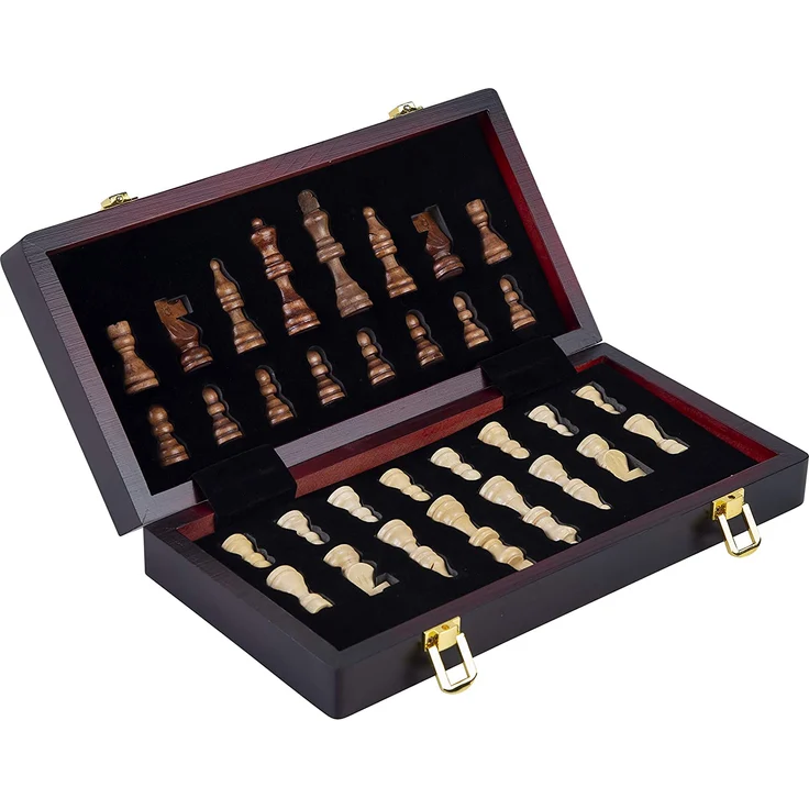 Engelhart schachspiel faltbar 38,5 cm Holz braun/weiß 33-teilig – Bild 6