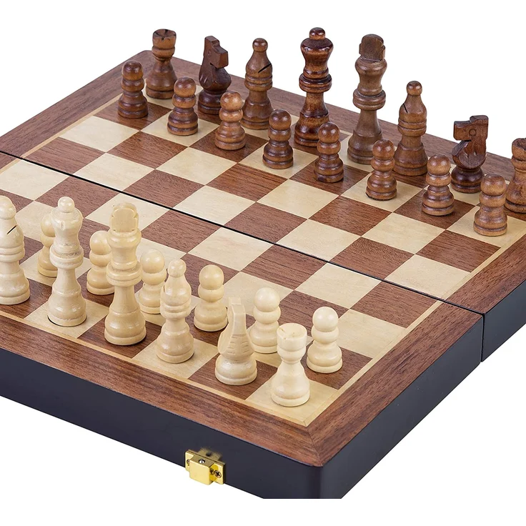 Engelhart schachspiel faltbar 38,5 cm Holz braun/weiß 33-teilig – Bild 2
