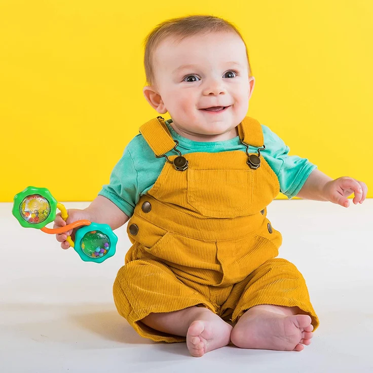 Bright Starts, Rassel, bunt, strukturierter Griff ist leicht zu greifen, mit bunten Perlen, lichtreflektierend - Preisvergleich – Bild 4