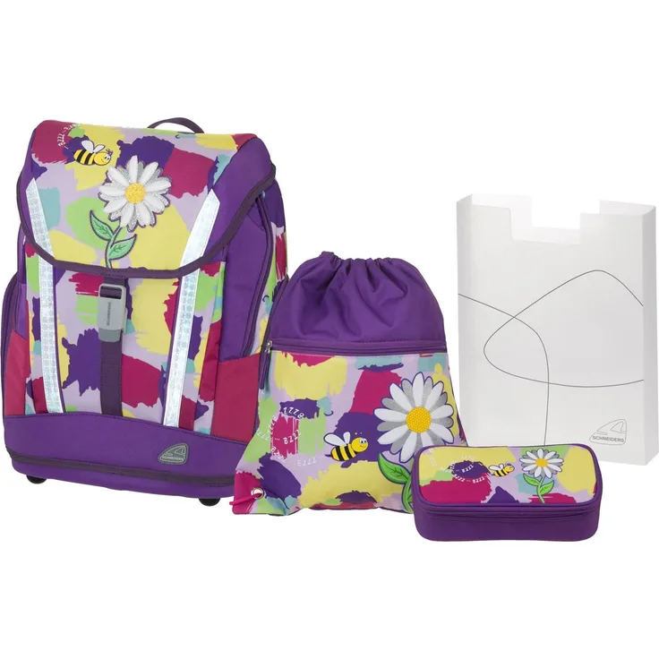 Schneiders Vienna Schulrucksack-Set 4tlg. Soft - Motiv: Honey Bee, 40 cm, 24 Liter, 1 kg - Farbe: lila