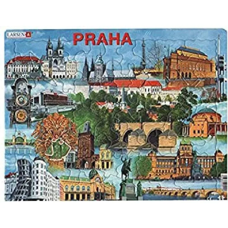 Larsen KH12 Rahmenpuzzle "Prag mit Sehenswürdigkeiten" 66 Teile