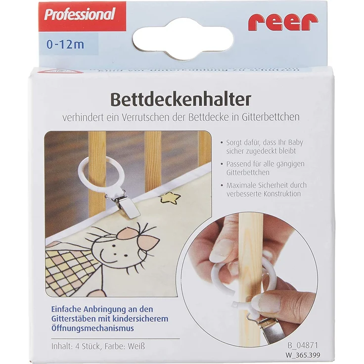 Reer Bettdeckenhalter weiß, 4 Stück – Bild 4