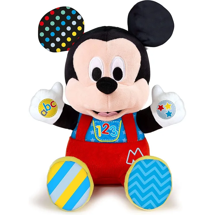Clementoni 17303 Disney Baby Mickey Spiel und Lernen sprechendes Plüschtier, Mehrfarbig, Standard