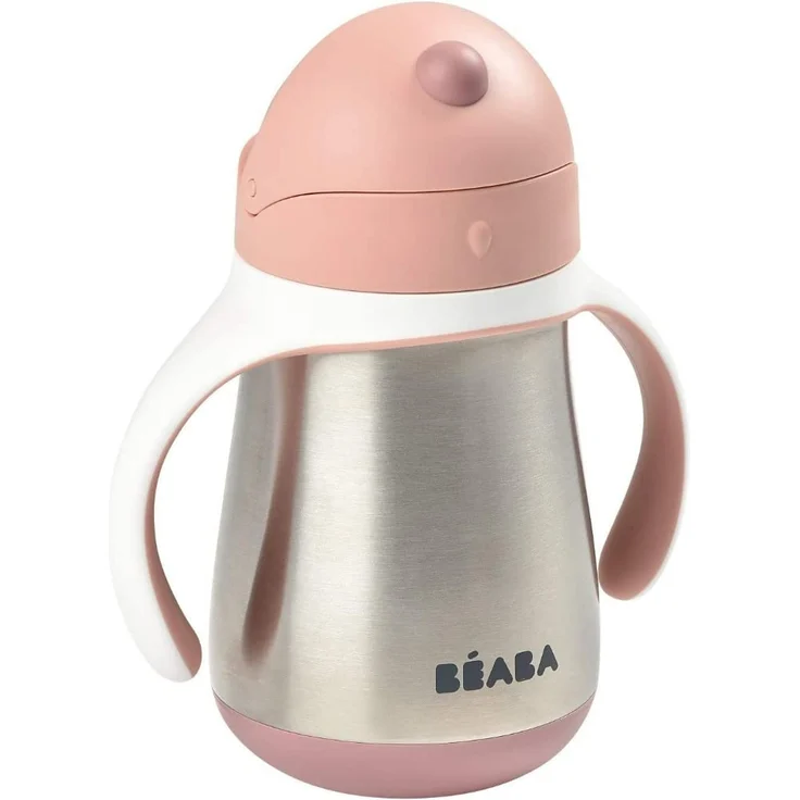 Beaba Trinkhalmbecher Edelstahl 250ml Rosa – Bild 2