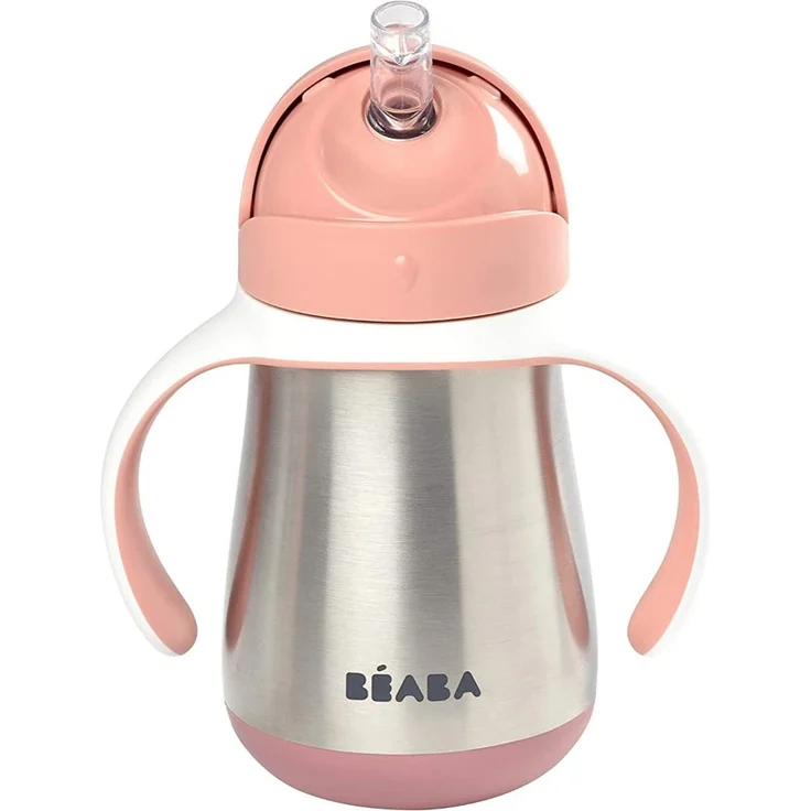 Beaba Trinkhalmbecher Edelstahl 250ml Rosa – Bild 1