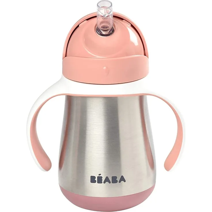 Beaba Trinkhalmbecher Edelstahl 250ml Rosa