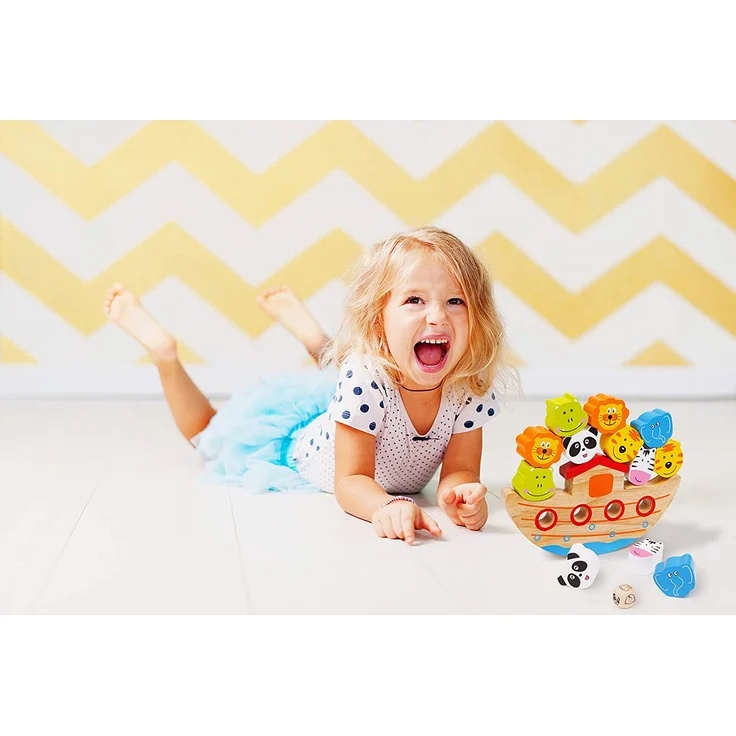 small foot 2490 "Balancier-Arche", Balancierspiel mit der Arche Noah aus Holz, Motorikspiel inkl. Würfel, ab 3 Jahren – Bild 3