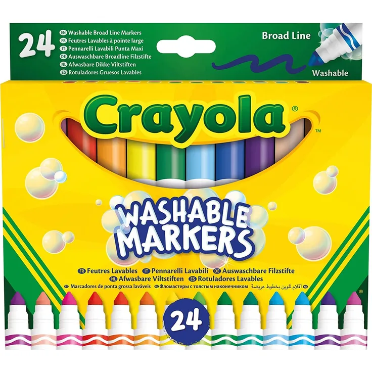 Crayola-24 Filzstifte, waschbar, feine Spitze, verschiedene Farben, für Schule und Freizeit Maxi-Spitze /
