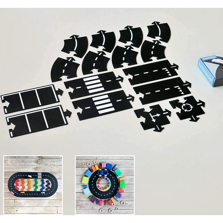 waytoplay 16 Schnellstraße, Die Flexible Spielstraße, Schwarz mit Weiß Striping – Bild 6