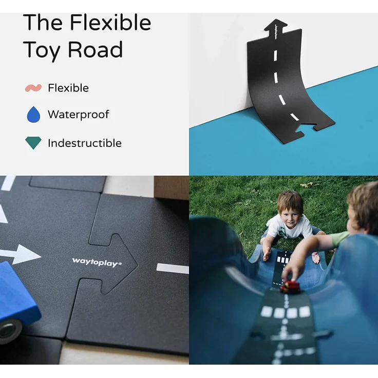 waytoplay 16 Schnellstraße, Die Flexible Spielstraße, Schwarz mit Weiß Striping – Bild 3