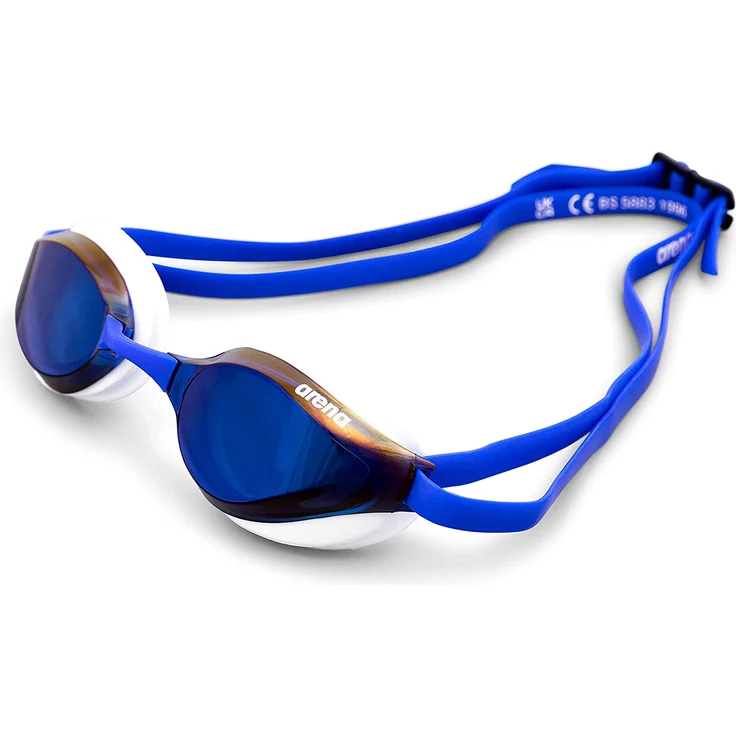 arena Unisex Training Wettkampf Schwimmbrille Python Mirror (Verspiegelt, UV-Schutz, Anti-Fog Beschichtung), blau (Blue Mirror-White), One Size – Bild 3