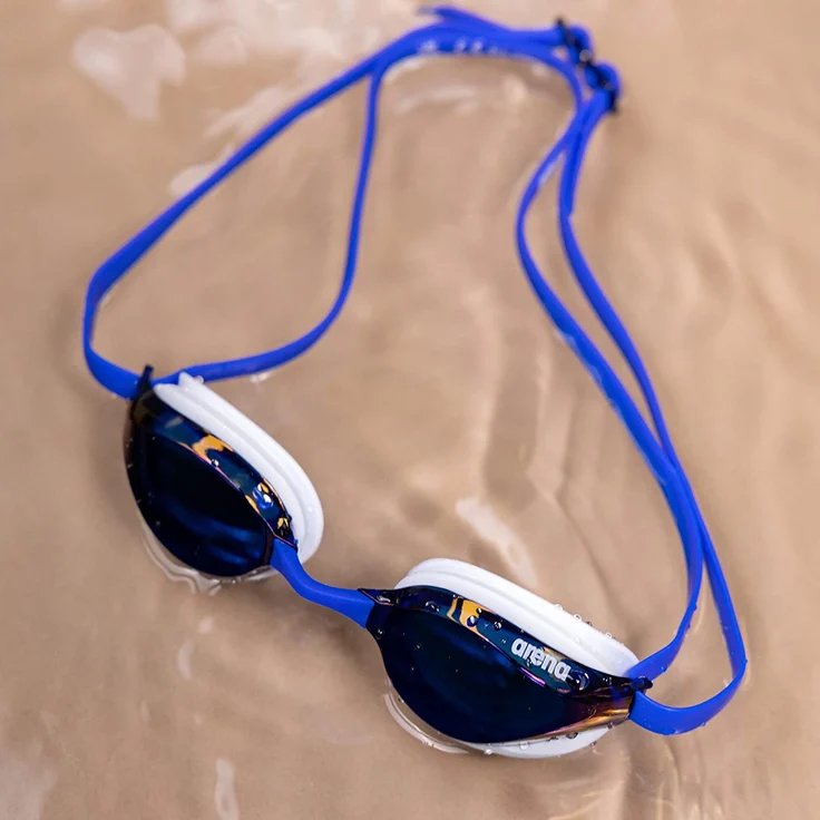 arena Unisex Training Wettkampf Schwimmbrille Python Mirror (Verspiegelt, UV-Schutz, Anti-Fog Beschichtung), blau (Blue Mirror-White), One Size – Bild 5