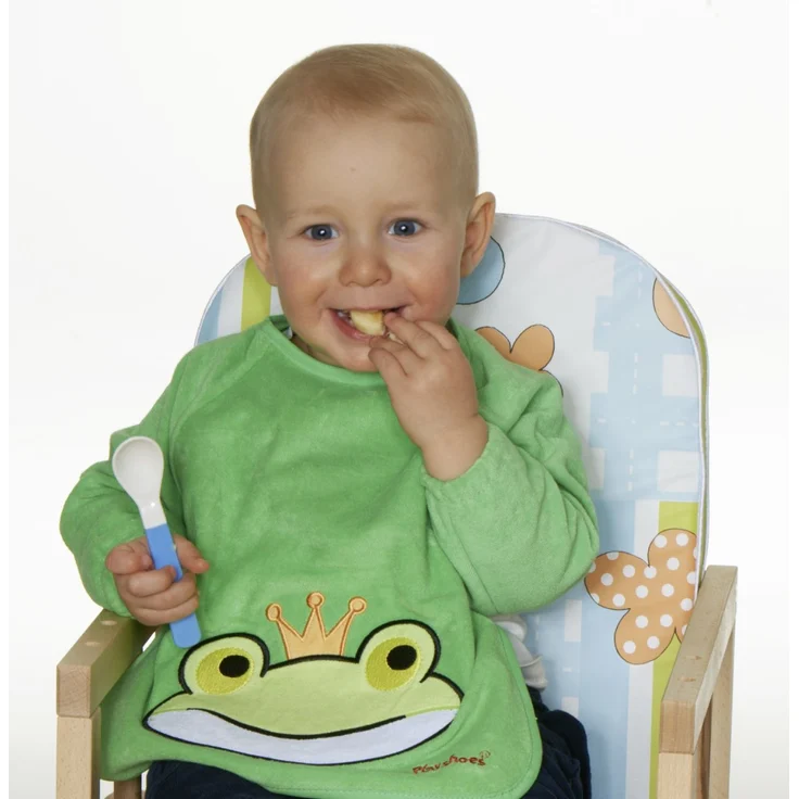 Playshoes 507136 - Ärmel-Lätzchen lang Arm, Froschkönig, grün, Einheitsgröße – Bild 2