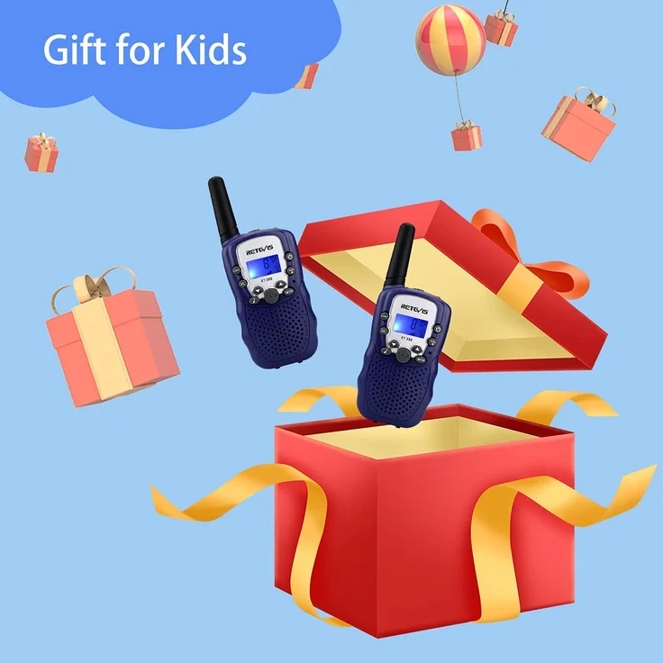 Retevis RT388 Walkie Talkie Kinder,Funkgeräte Kinder Langstrecken Taschenlampe,Spielzeug ab 4-12 Jahre,Geschenke Junge Mädchenfür Familienspiel, Radtouren, Ausflug(1 Paar,Dunkelblau) – Bild 4