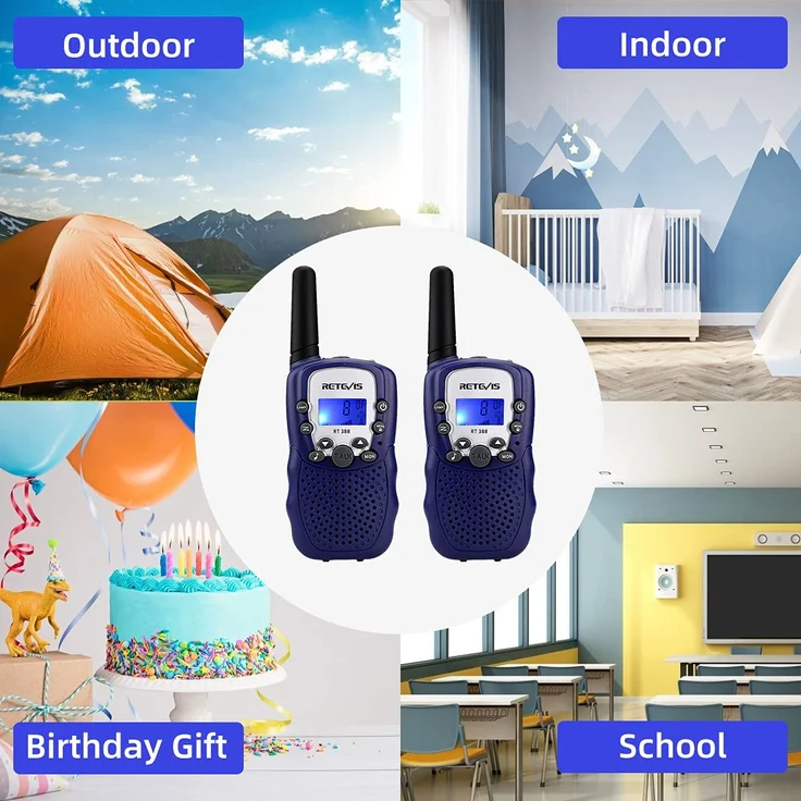 Retevis RT388 Walkie Talkie Kinder,Funkgeräte Kinder Langstrecken Taschenlampe,Spielzeug ab 4-12 Jahre,Geschenke Junge Mädchenfür Familienspiel, Radtouren, Ausflug(1 Paar,Dunkelblau) – Bild 8