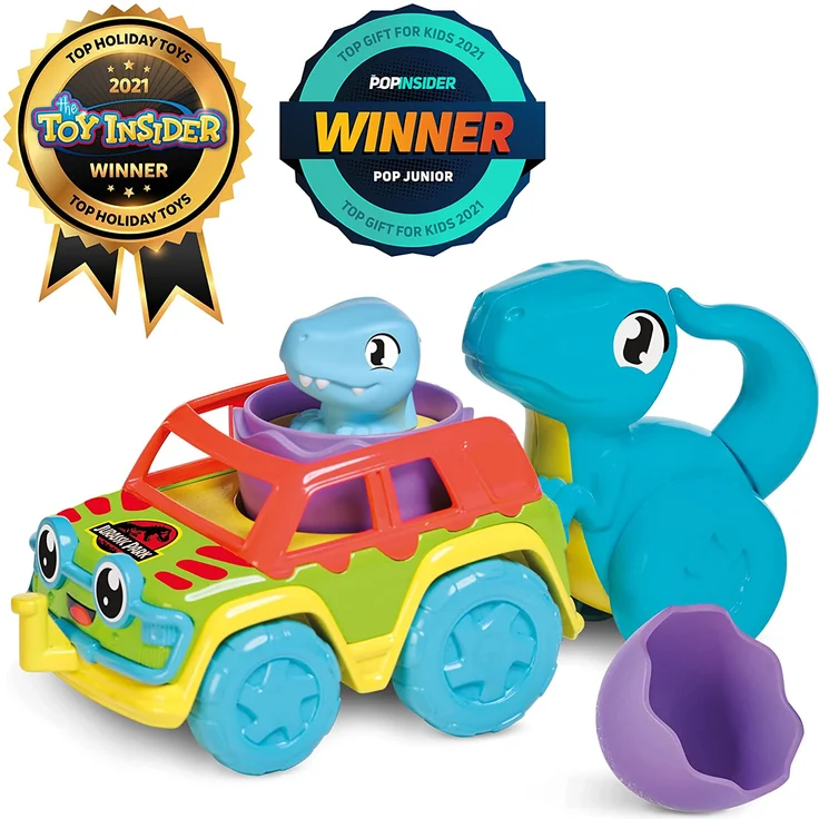 Toomies E73251 Tomy World Raptor Rollwagen, Baby, Schiebespielzeug, Dinosaurier Kinder, Jurassic Park Spielzeug, Lernspielzeug mit Farben & Geräuschen, geeignet ab 1 Jahr, Mehrfarbig – Bild 2