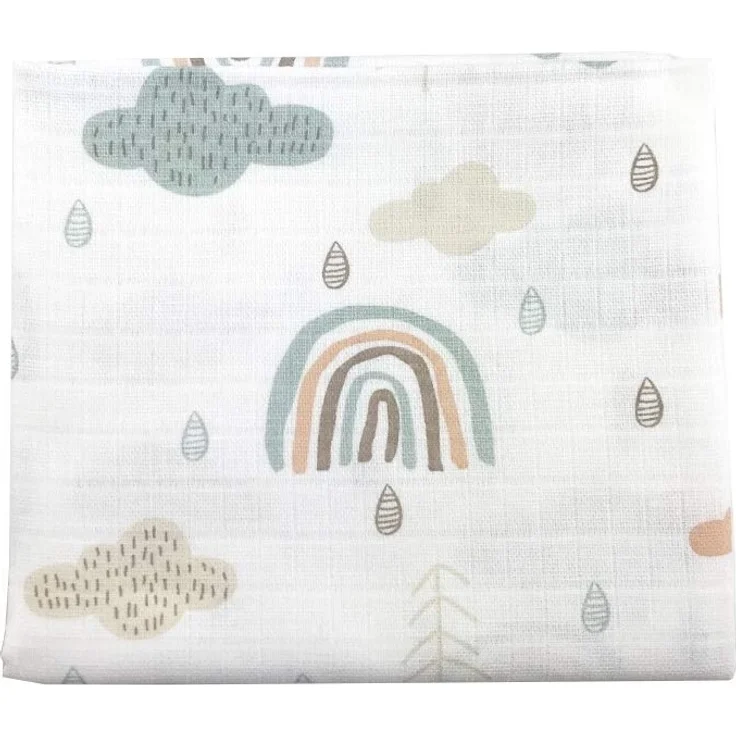 10x Spucktücher Mullwindeln Baby Baumwolle 80x70 cm (Wolken (5 grau, 5 grün)) – Bild 5