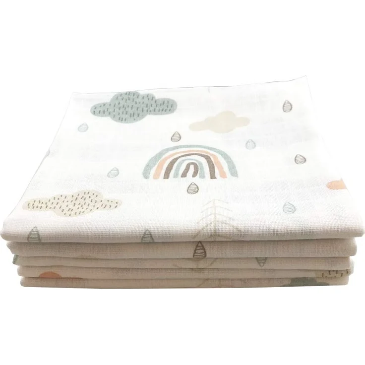 10x Spucktücher Mullwindeln Baby Baumwolle 80x70 cm (Wolken (5 grau, 5 grün)) – Bild 3