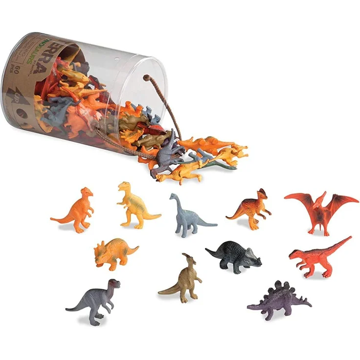 Terra 60-teilig Dinosaurier Figuren Sammlung Dinos Spielzeug Set – Tyrannosaurus Rex, Triceratops, Stegosaurus und mehr – Spielzeug ab 3 Jahren – Bild 1