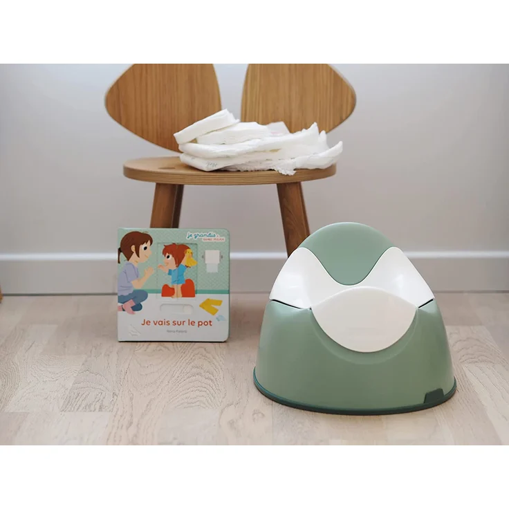 Béaba, Babytopf, Ergonomisches Töpfchen für Kinder, Rutschsicher, Hygienisch, Pflegeleicht, WC-Einsatz mit Handgriffen, Made in France, Salbeigrün – Bild 4