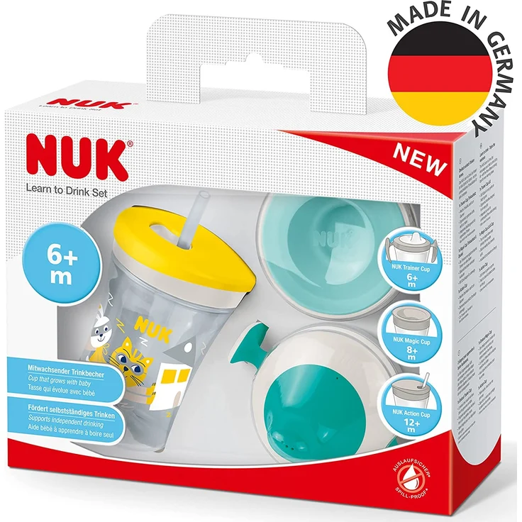 NUK Evolution Cup All-in-1 Trinklernset ab 6 Monaten Katze/Hase – Bild 7