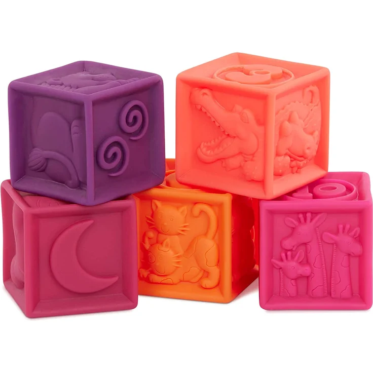 B. toys Baby Spielzeug Weiche Bauklötze, Bausteine Motorikspielzeug, Lernspielzeug, Stapelwürfel mit Zahlen und Tieren für Babys ab 6 Monate (10 Teile) - Preisvergleich – Bild 7