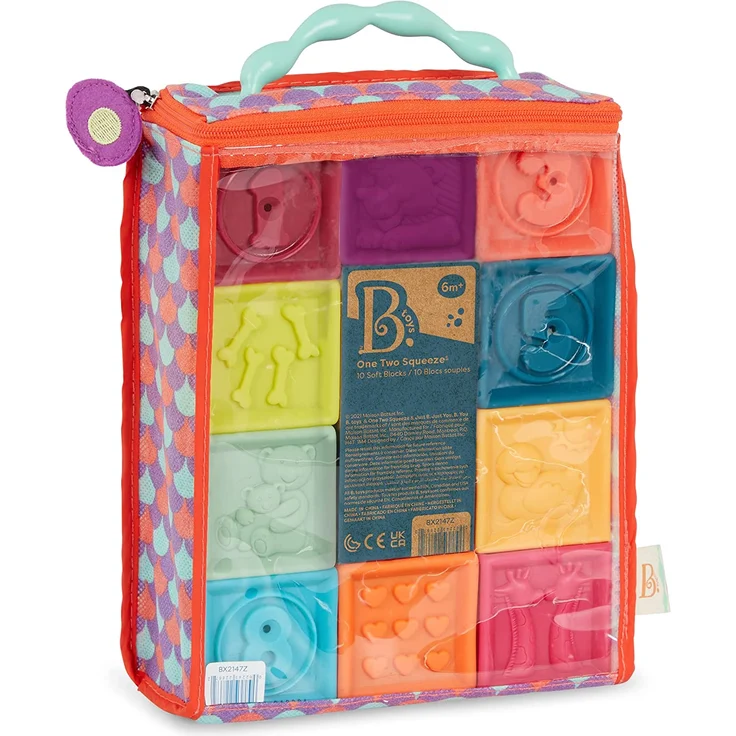 B. toys Baby Spielzeug Weiche Bauklötze, Bausteine Motorikspielzeug, Lernspielzeug, Stapelwürfel mit Zahlen und Tieren für Babys ab 6 Monate (10 Teile) - Preisvergleich – Bild 5