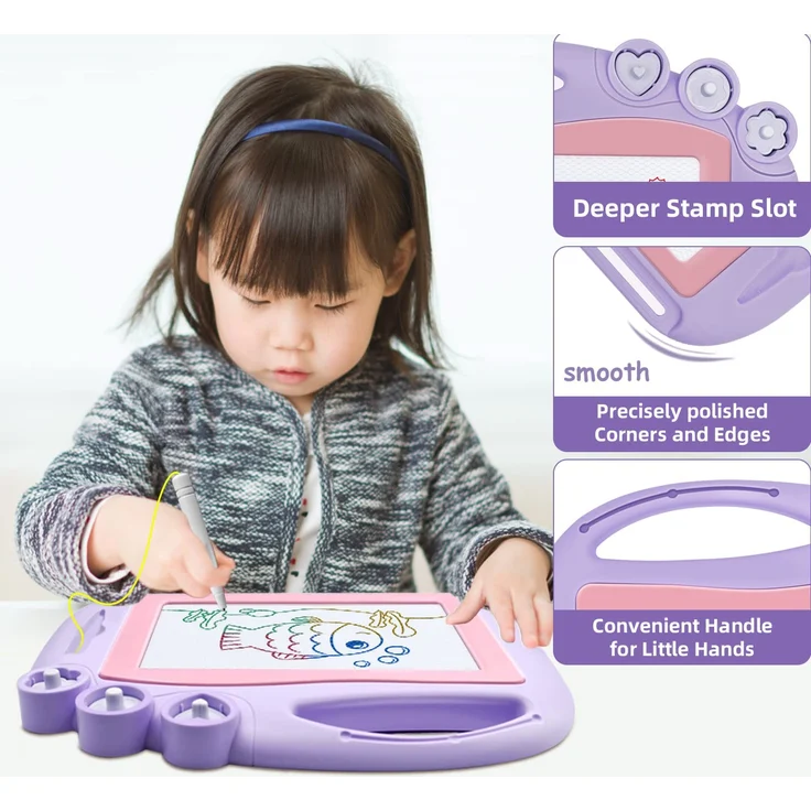 Zaubertafel Maltafel Magnettafel Reisegröße, Magnetische Zaubertafeln Kinder Bunt Zeichenbrett Pädagogische Magnettafel Spielzeug-Geschenk mit 3 Magnetische Stempel für Kinder 3 4 5 Jahre Geschenke – Bild 2