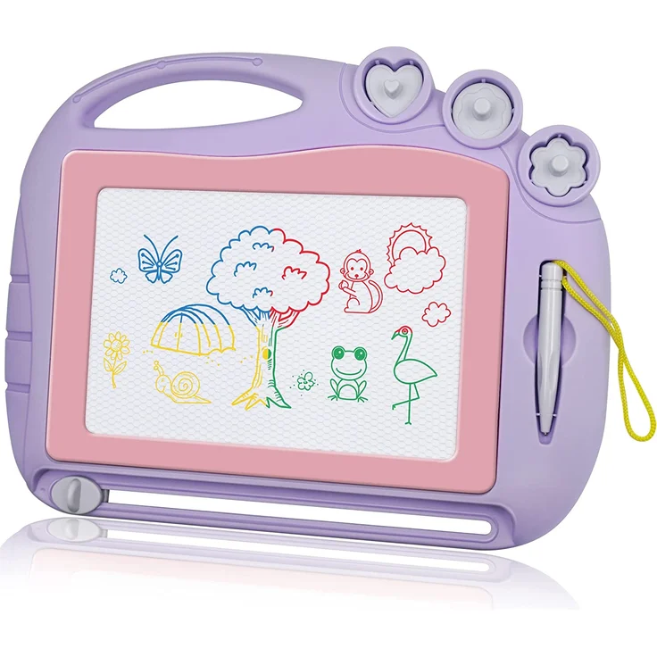 Zaubertafel Maltafel Magnettafel Reisegröße, Magnetische Zaubertafeln Kinder Bunt Zeichenbrett Pädagogische Magnettafel Spielzeug-Geschenk mit 3 Magnetische Stempel für Kinder 3 4 5 Jahre Geschenke – Bild 1
