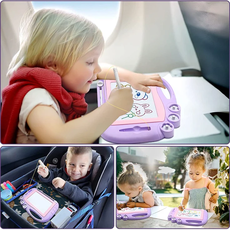 Zaubertafel Maltafel Magnettafel Reisegröße, Magnetische Zaubertafeln Kinder Bunt Zeichenbrett Pädagogische Magnettafel Spielzeug-Geschenk mit 3 Magnetische Stempel für Kinder 3 4 5 Jahre Geschenke – Bild 6