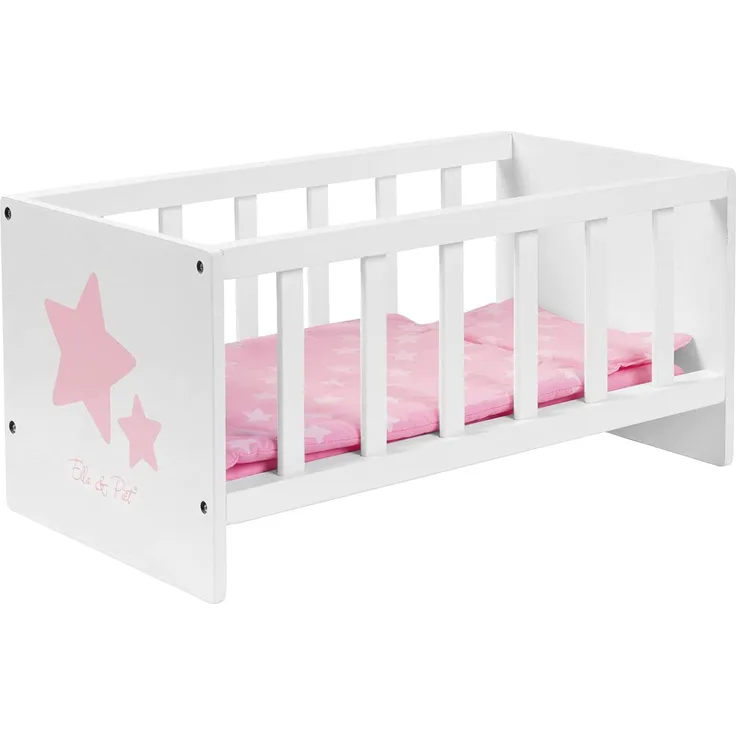 Puppenbett SLEEPY mit Sternchen aus Holz (Weiß-Rosa)