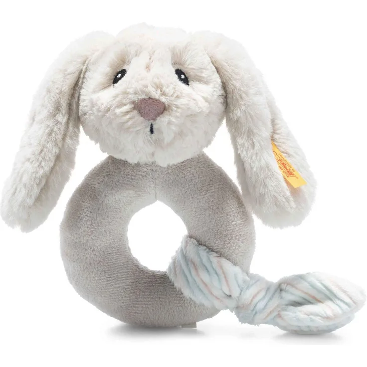 Steiff Hoppie Hase Greifling 14 hellgrau
