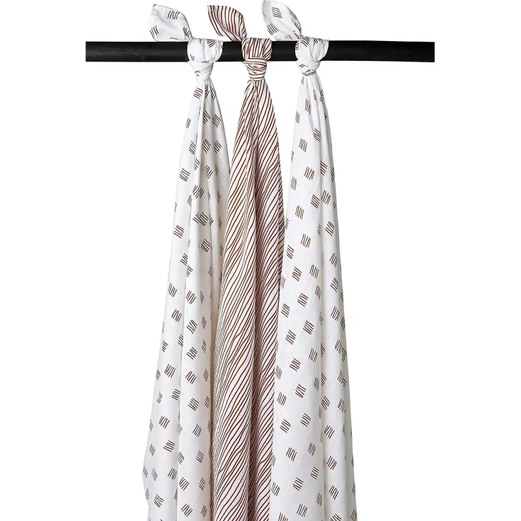 Meyco Block / Stripe Swaddle Camel 3 Stück - Braun