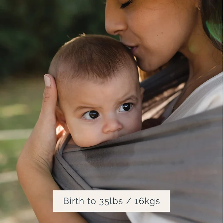 Boba Baby Tragetuch Neugeborene - Grau - Elastisches Babytragetuch und Stilltuch für Unterwegs - Einfach zu binden - Babytrage Neugeborene ab Geburt bis 16kg – Bild 4