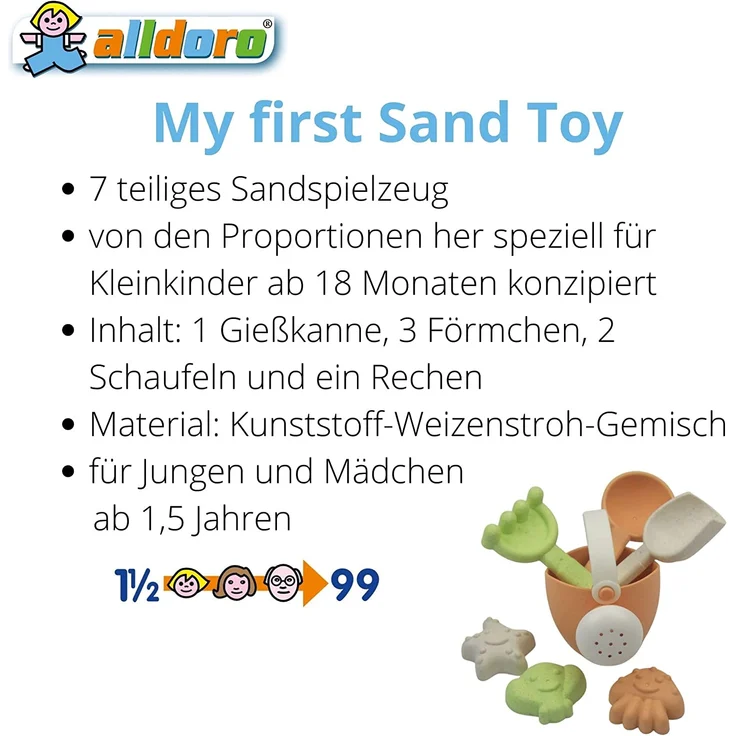 My first Bio 7tlg. Sandspielzeug - GieÃŸkanne - ab 18 Monaten - Alldoro 60176 – Bild 4