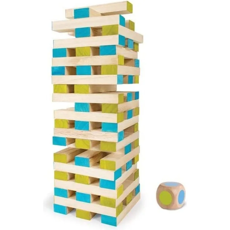holzblockturm 60-teilig blau/grün