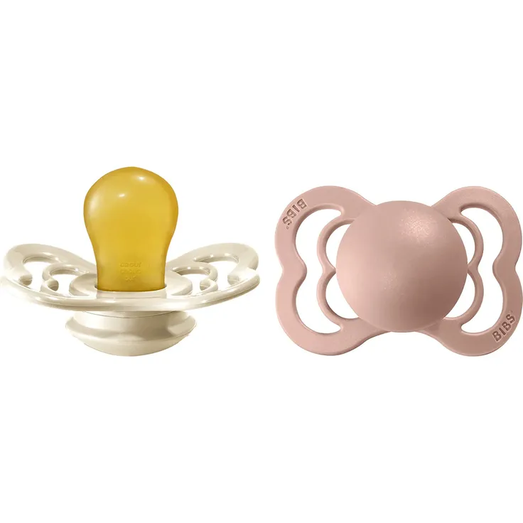 BIBS Supreme Schnuller 2er-Pack, BPA-frei, Symmetrischer Nippel. Naturkautschuk / Latex, Hergestellt in Dänemark. 0-6 Monate (2er Pack), Ivory / Blush