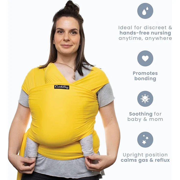 Cuddlebug Tragetuch Baby - Babytrage Neugeborene und Kleinkinder bis 16Kg (Gelb) – Bild 8