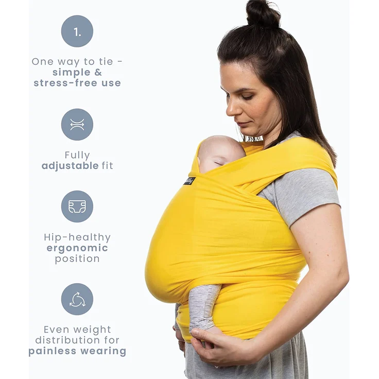 Cuddlebug Tragetuch Baby - Babytrage Neugeborene und Kleinkinder bis 16Kg (Gelb) – Bild 9