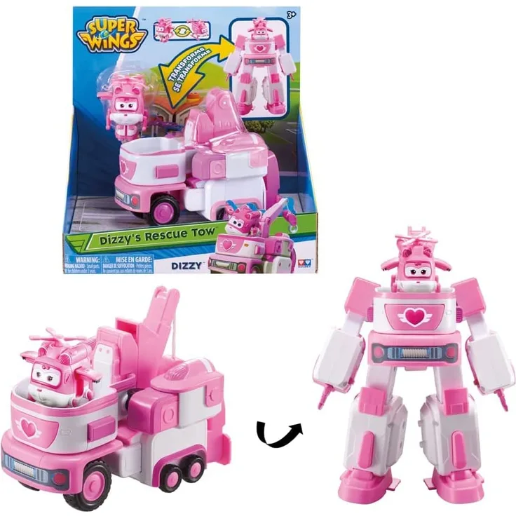 Auldey eu720314 Super Wings – Dizzy' S Rescue Tow – Fahrzeug verwandelbar, Roboter, 18 cm