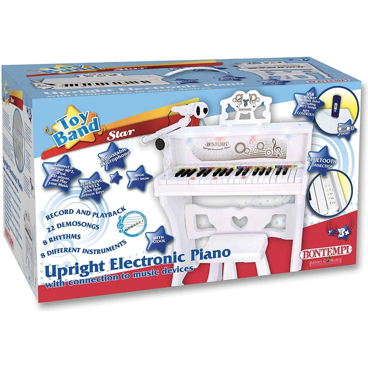 Bontempi 108000 Elektronische Flügel mit Mikrofon, Füße und Hocker. 37 Tasten – Bild 6