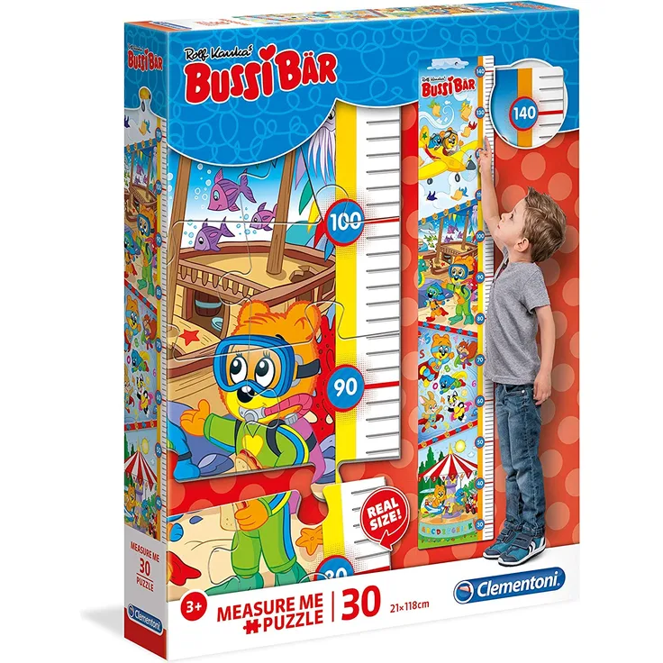 Clementoni 20333 Measure Me Puzzle 30 Teile-Bussi Bär, Größenmesser/Messlatte für Kinder bis 140cm, Mehrfarben