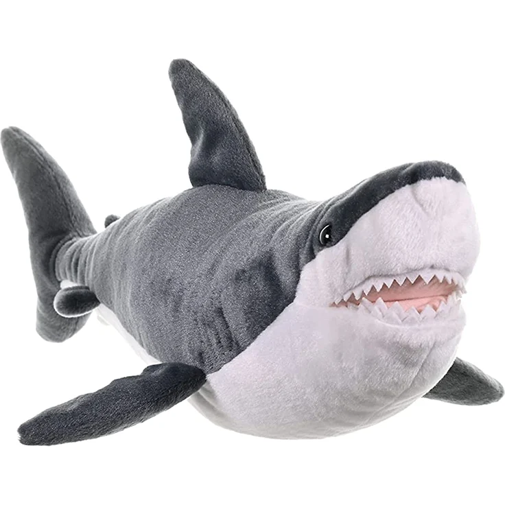 Plüschtier weißer Hai junior 38 cm Plüsch weiß/grau – Bild 5