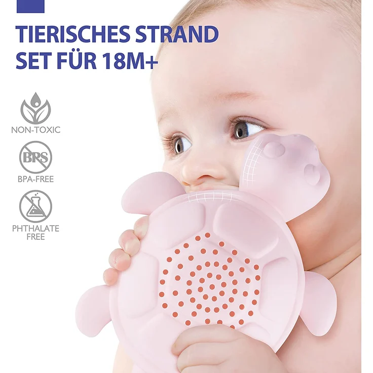 Sandspielzeug Set für Kinder und Kleinkinder, Strandspielzeug Enthält Sandschaufel und Eimer, Schildkröte Krokodil Wal Krabben Formen Wasserspielzeug für Badewanne, 7 Stück – Bild 3