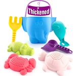 Sandspielzeug Set für Kinder und Kleinkinder, Strandspielzeug Enthält Sandschaufel und Eimer, Schildkröte Krokodil Wal Krabben Formen Wasserspielzeug für Badewanne, 7 Stück