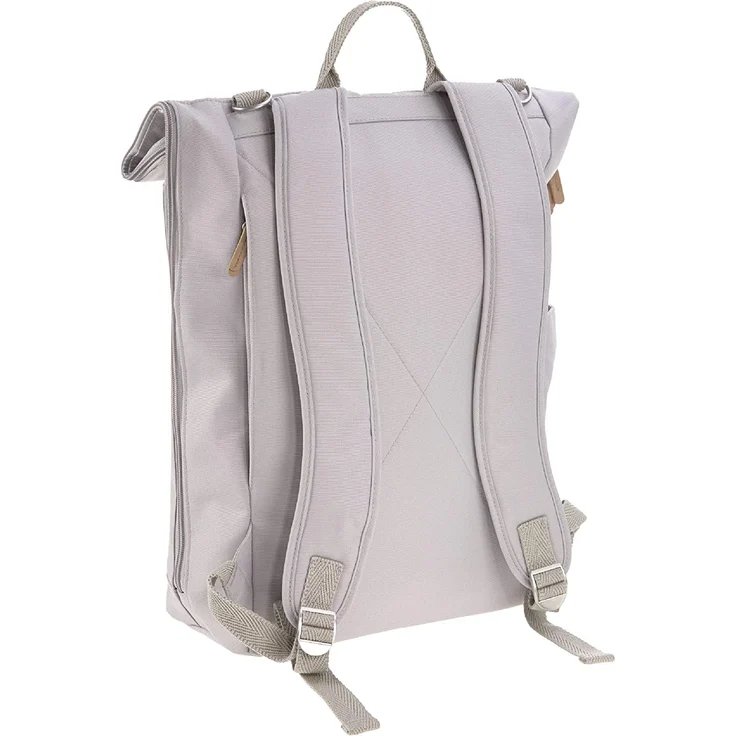 LÄSSIG Baby Wickelrucksack mit Wickelunterlage, Kinderwagenbefestigung, Flaschenwärmer wasserabweisend nachhaltig produziert/Rolltop Backpack grey – Bild 6