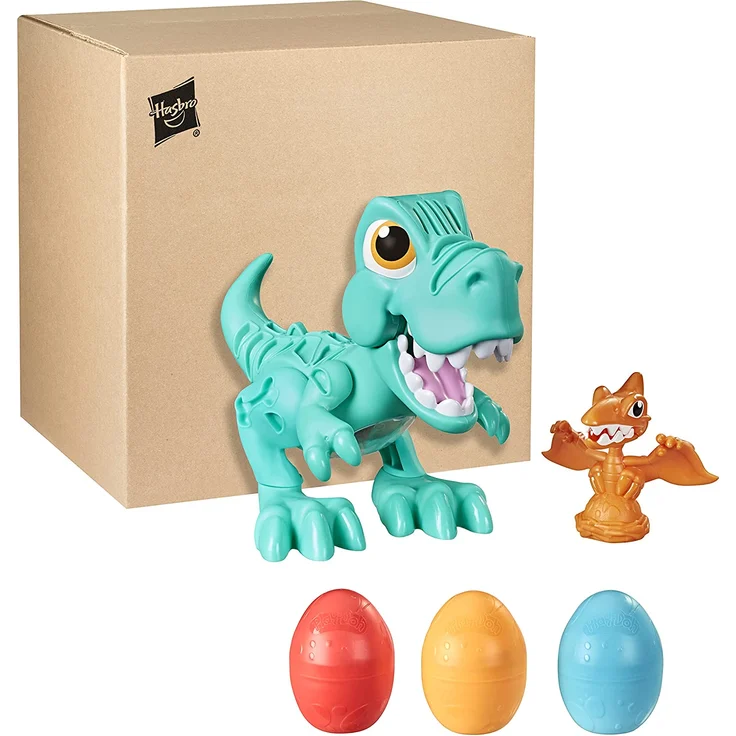 Play-Doh Dino Crew Gefräßiger Tyrannosaurus, Spielzeug für Kinder ab 3 Jahren mit lustigen Dinogeräuschen und 3 Eiern à 70 g, F1504 – Bild 2