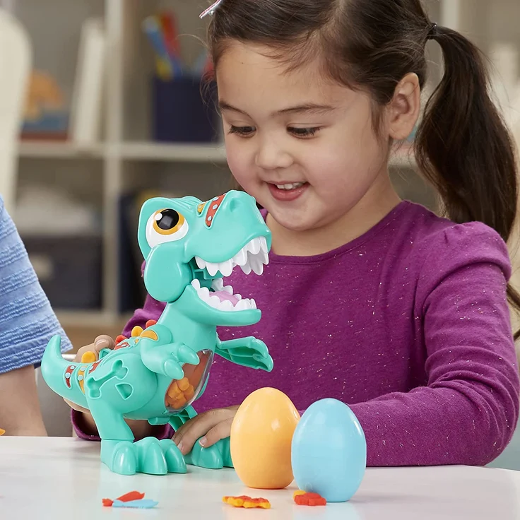 Play-Doh Dino Crew Gefräßiger Tyrannosaurus, Spielzeug für Kinder ab 3 Jahren mit lustigen Dinogeräuschen und 3 Eiern à 70 g, F1504 – Bild 4