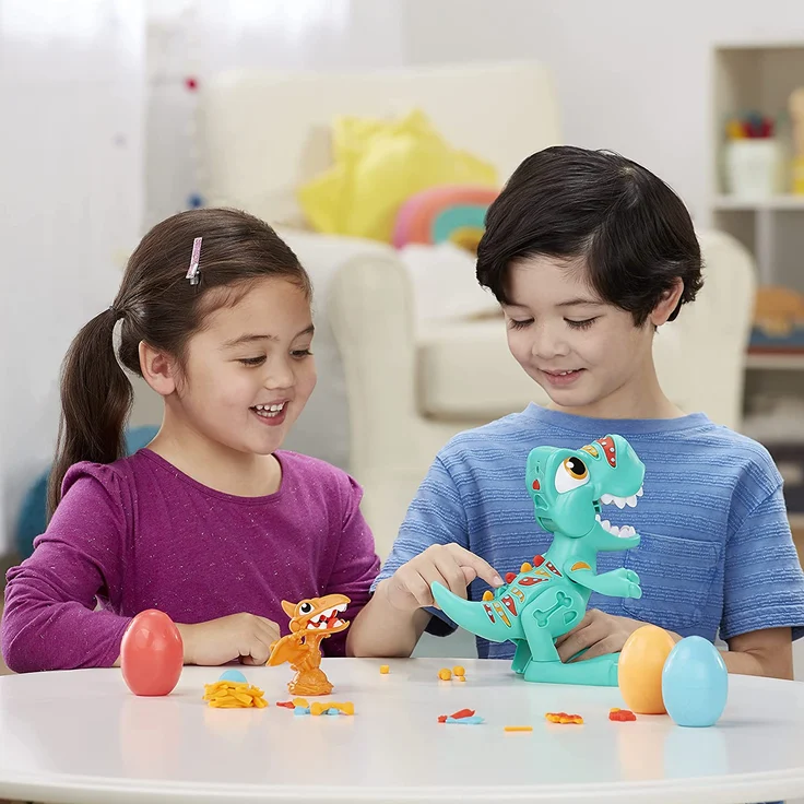 Play-Doh Dino Crew Gefräßiger Tyrannosaurus, Spielzeug für Kinder ab 3 Jahren mit lustigen Dinogeräuschen und 3 Eiern à 70 g, F1504 – Bild 6