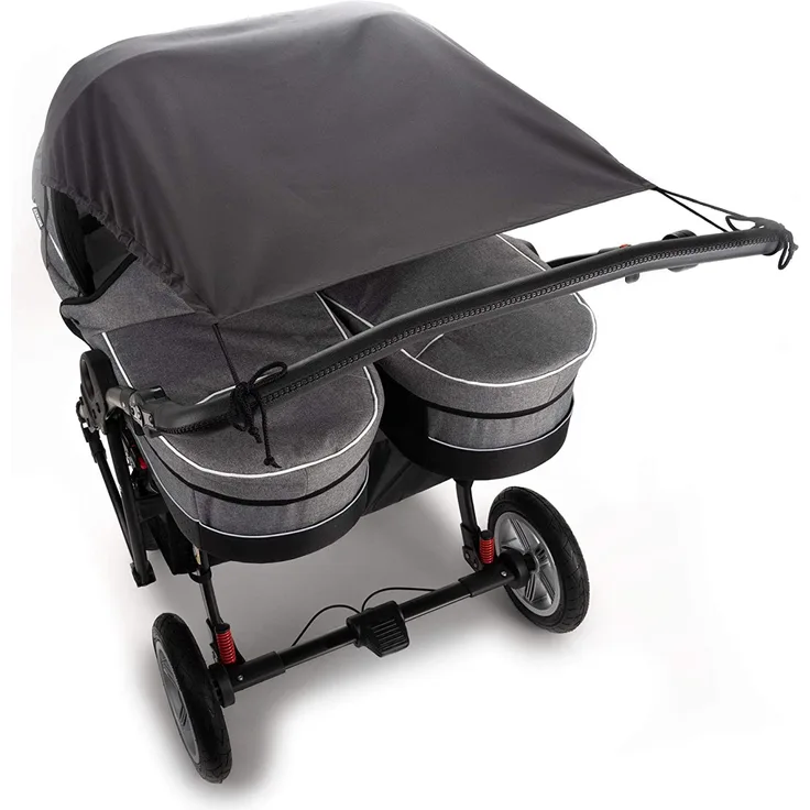 Universal Sonnensegel für Zwillingskinderwagen mit Babywanne/Sonnenschutz mit UV 50+ / Sonnenrollo Zwillingswagen und Zwillingsbuggy/Sonnenschutz – anthrazit